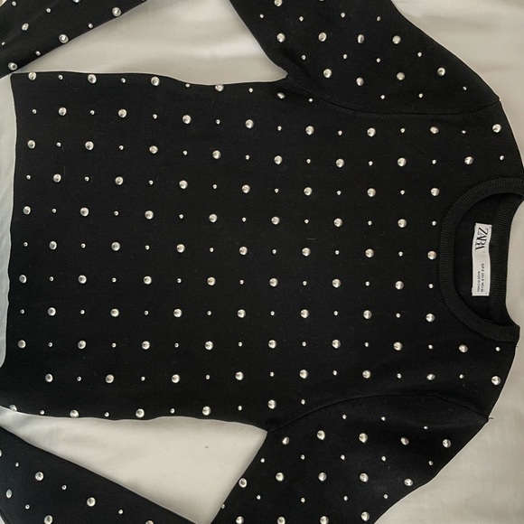Zara fancy beaded black top - Picture 1 of 3